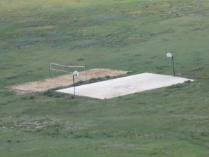 Basketball and volleyball courts for bored tourists.