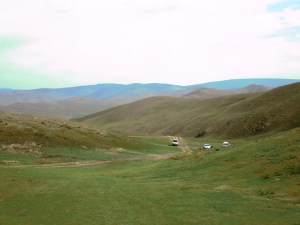 The view of the crowded parking lot that we pulled into after the bumpy ride.