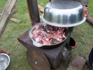 The second course goes on the stove.