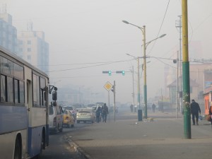 My daily commute to my school. Today, the high-rise apartment buildings straight ahead are invisible.