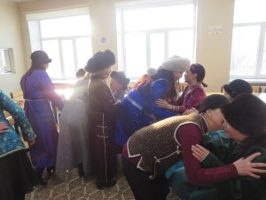 At the head of the long table sat the school director. For logistical reasons blue "khadags" were not part of this ceremony. (Imagine hundreds of them piling up in the director's arms!)