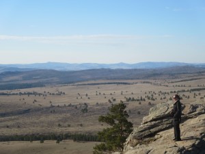 A Fulbrighter watches for signs of trouble from the Russian side. None to be seen...